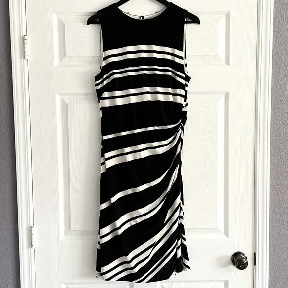 ralph lauren black and white striped dress Ralph Ralph Lauren Black and White Striped Spaghetti Strap Dress